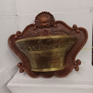 2Pc Home Interior Wall Hanging Plaque with Flower basket Homco